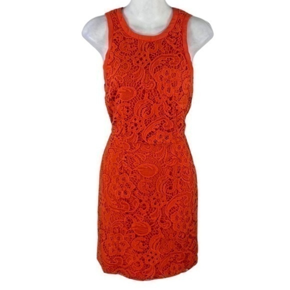 NWT Dolce Vita orange scroll lace and silk sleeveless button back dress Small S
